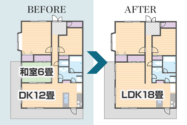 設計変更の間取りBEFORE・AFTER