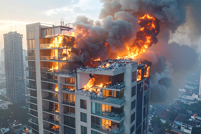 隣のマンションへの延焼